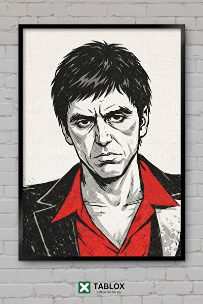 TABLOX Scarface Povređeno lice Toni Montana Al Paćino Film Drveni okvir Dekor...