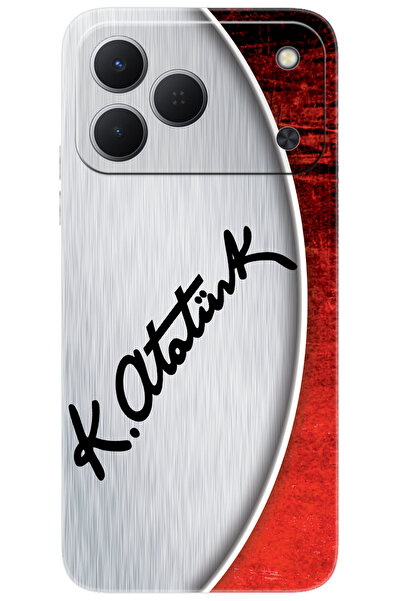 TECNO Spark 50 4G (KN4n) Uyumlu Kılıf Desen Baskılı Silikon Atatürk İmzası ST...