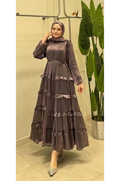 Rumella 26Y9656 ABİYE ELBİSE GÖRÜNÜMLÜ FIRFIRLI MOR