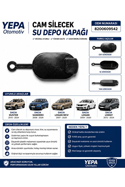 Dacia Duster Sandero Logan Dokker Cam Silecek Suyu Depo Kapağı - 8200609542