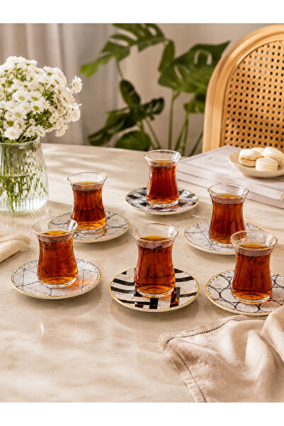 Onedekor 12 Parça 6 Kişilik Taj Çay Takımı