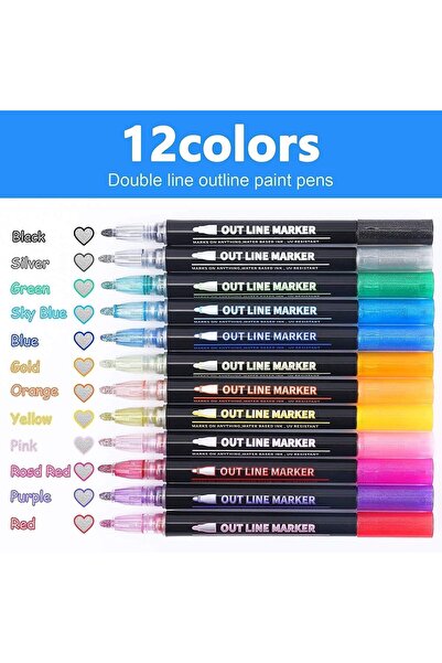 X SPRING Markers Pens, 12 PCS Metallic Shimmer Marker Set with Vibrant Intens...