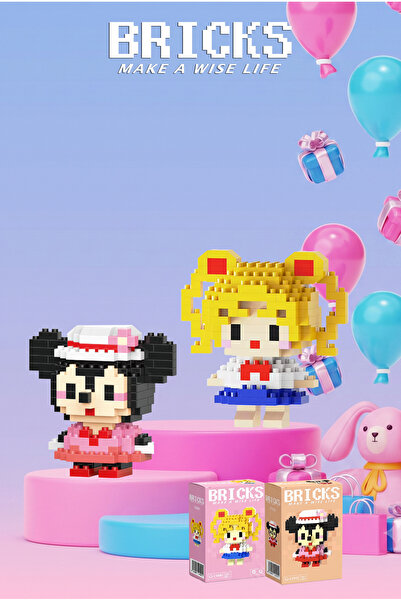 Bricks make a wise life Minnie Mouse ve Ay Savaşçısı Yapboz - İkili Set - Mik...