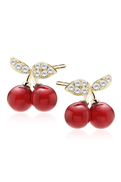 The Casius. Children's stud earrings made of 925 silver, 14K gold plated, che...