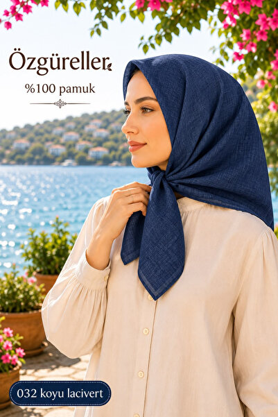 ÖZGÜRELLER Özgüreller, 100x100 cm Taşlanmış Eşarp (Kot Dikişli) , %100 Pamukl...