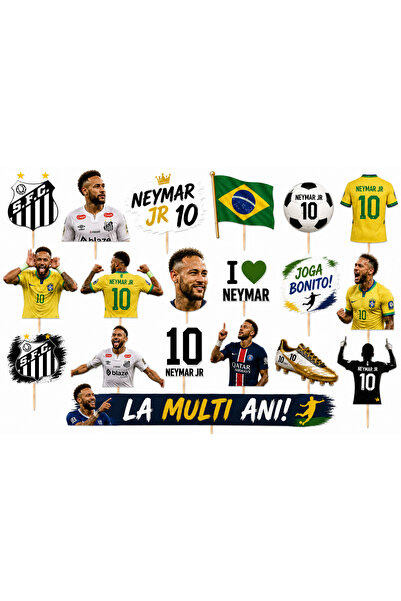 DecoParty Set de decorațiuni pentru tort – Tematică NEYMAR JR, 19 piese, Cart...