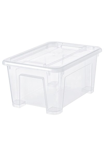 IKEA Küçük Boy 28x20x14 Cm 5 Lt Kapaklı Şeffaf Saklama Kutusu