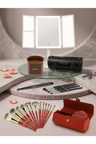 Energy Get 6 Makeup Essential Products Mirror Brushes and Storage for a Compl...