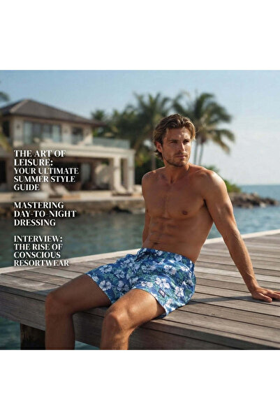 esmara Cobalt Blue Tropical Floral Print Swim Shorts