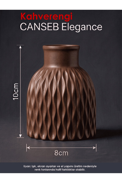 CANSEB Elegance Premium - Brown - Wavy Decorative Vase - 10X8Cm - Hand-Painte...