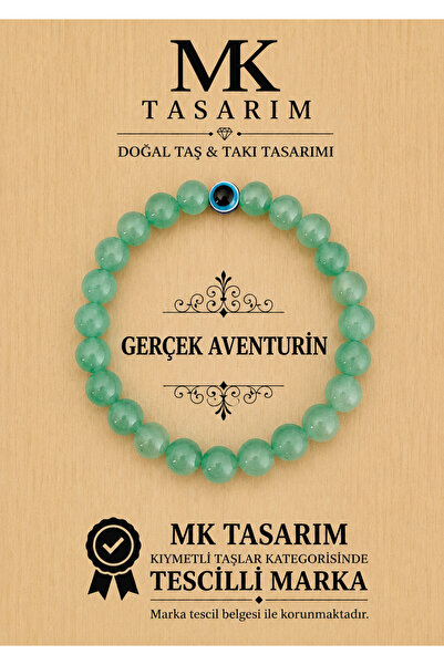 MK tasarım Real Aventurine Stone Bracelet Mk.7000.845- Comfort-Peace-Energy- ...