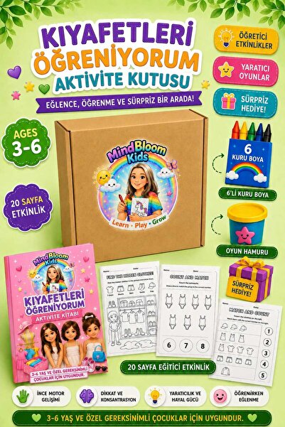 MindBloom Kids Kıyafetleri Öğreniyorum Eğitici Etkinlik Kutusu– 20 Sayfa Etki...