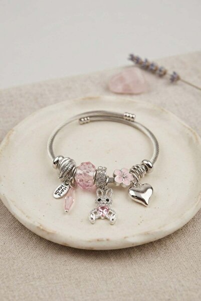 Inure Jewelry سوار على شكل أرنب وردي