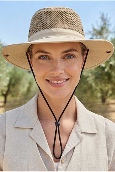 Uniquetrenders Women's Mesh Safari Hat Wide Brim Drawstring Breathable Uv Sun...