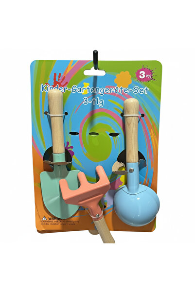 Toybox 3 Pcs Kids Garden Tools Set with Metal Trowel, Rake, Shovel & Wooden H...