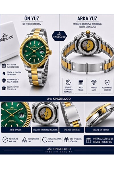 ATKGİYİM Premium Men's Wristwatch - Automatic Mechanism Look, Active Calendar...
