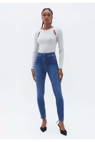 OXXO Flexible Ultra High Waist Jeans Leggings - MID DENIM