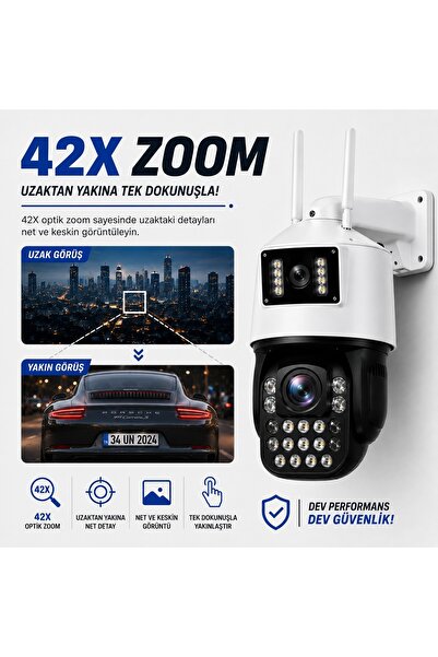 uninet 42X Optik Zoom 8mp Çift Lensli Wifi Ptz Güvenlik Kamerası – Gece Görüş...