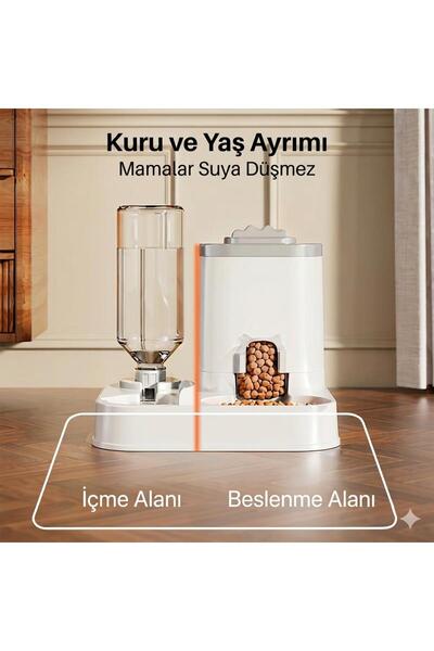 ORVİCA Kedi & Köpek Mama ve Su Kabı Çift Hazneli Kaymaz Su Yem Dağıtıcı Evcil Hayvanlar İçin Besleme Seti