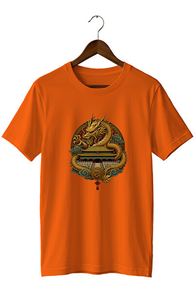 remonz Chinese Dragon and Temple Print Unisex T-Shirt – Far East Mythology De...