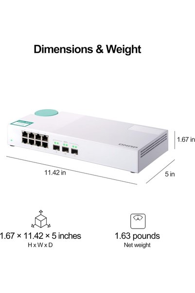 Qnap QSW-308S 10GbE Switch, with 3-Port 10G SFP+ and 8-Port Gigabit Unmanaged Switch