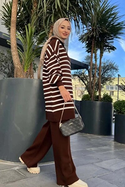 müqofficial Lily Striped Knitwear Set - Brown