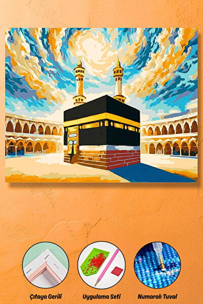 HONDEP 5D Diamond Painting 50x40cm Kabe Sayılarla Elmas Boyama Mozaik Tablo T...