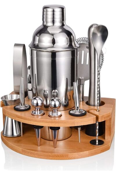 Dotail Set de cocktailuri din 12 piese, Shaker de 740 ml, Suport, Accesorii, ...