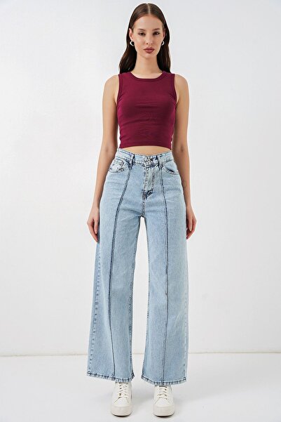 Hiccup Bdart High Waist Wide Leg Cotton Jeans