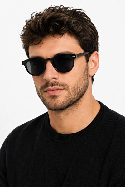 Generic Brand Men's Round Frame Uv400 Sunglasses Black