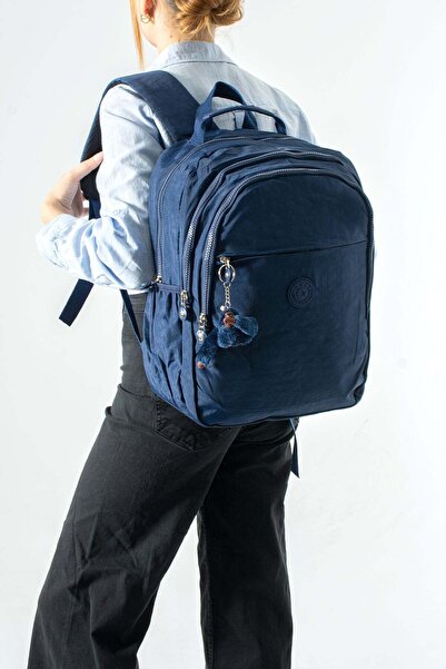 571 Collections Çanta Ultra Light Multi-Pocket Medium Size Backpack Navy Blue...
