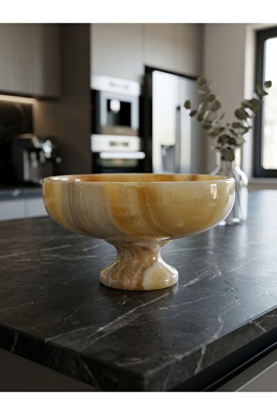 Pergamon Marble & Design وعاء زخرفي بقاعدة من حجر العقيق الطبيعي |   حامل فوا...