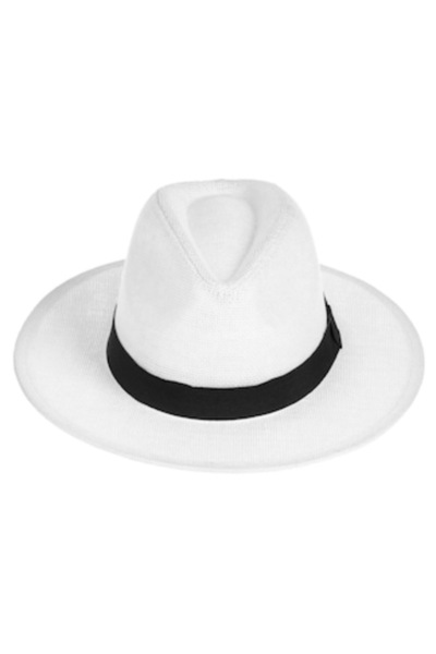ivokid Pălărie Panama albă unisex cu panglică neagră