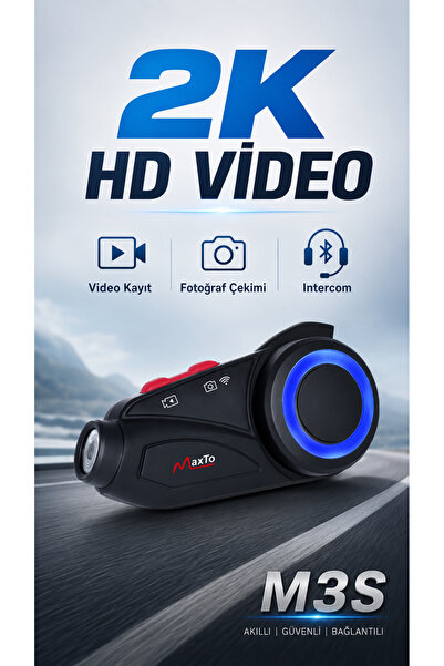 ULTRATEKNO Maxto M3S 2K HD 1440P Kameralı Motosiklet Kask İnterkom Bluetooth ...