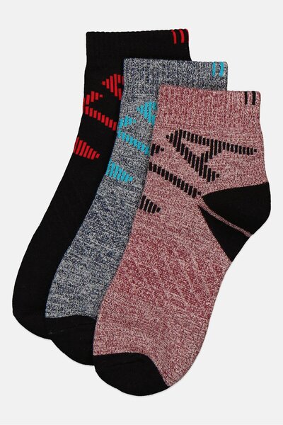 Anta Kids Boy 3 Pairs Brand Logo Crew Socks, Multicolor
