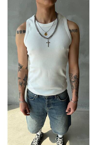 Onlyy wezzy Beyaz Tank Top Fitilli Atlet