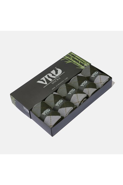 VARDAR SOCKS Безшевни бамбукови чорапи с ромбовиден десен, цвят хаки-зелен, м...