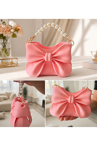 Toptancı Amca Bowknot Women's Handbag with Pearl Handle Stylish Shoulder Bag ...