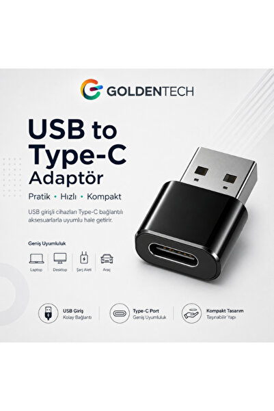 Golden Tech USB 3.0 Type A Erkek - USB 3.1 Type C Dişi Dönüştürücü