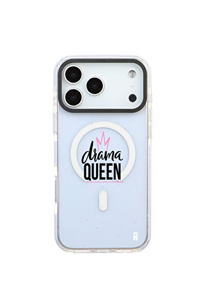 Casen iPhone 17 Pro Yanları Beyaz Magsafe Arty Şeffaf Drama Queen Tasarımlı P...