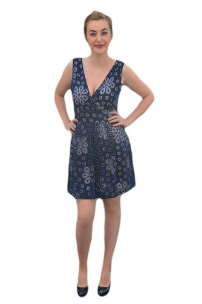 OEM Rochie casual, V adanc in fata si spate,de culoare bleumarin