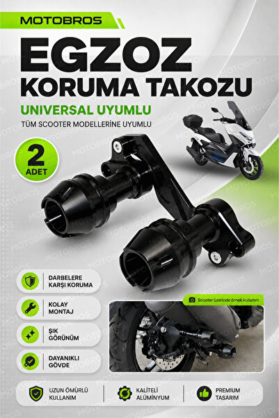 Motobros Motosiklet Arora Max-T Uyumlu Egzoz Koruma Takozu Özel Üretim Cnc Mo...