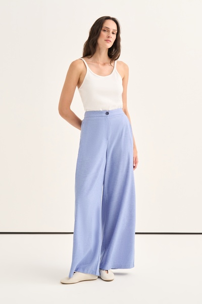 EBU Prive Women's Draped Pleated Detailed Trousers Light Blue