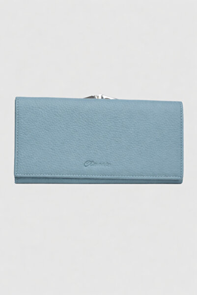 cossroll Women's Wallet made of Genuine Leather with flap, blue