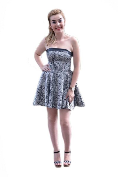 OEM Rochie casual, cu imprimeu animal print argintiu