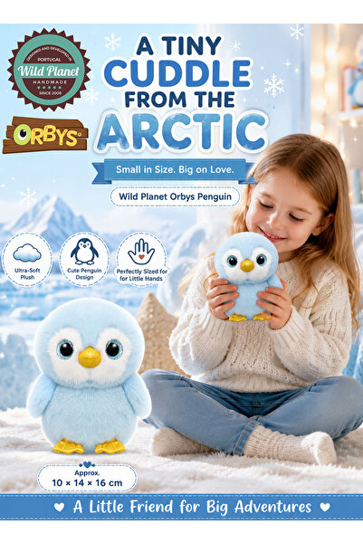 Wild Planet Orbys Penguin Plush Toy, 16 cm Soft Stuffed Arctic Bird with Spar...
