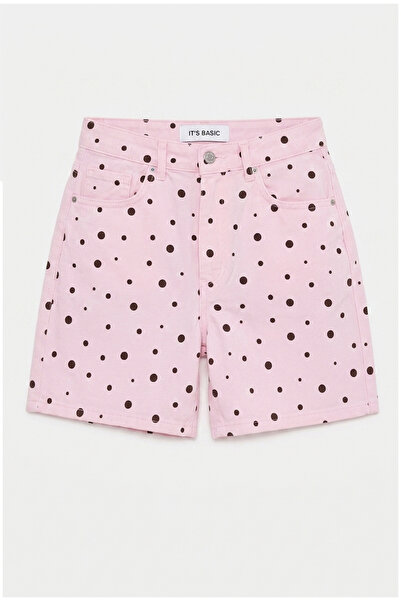 it's basic Kadın Pembe Puantiye P1-6s6-98 Midi Mom Şort