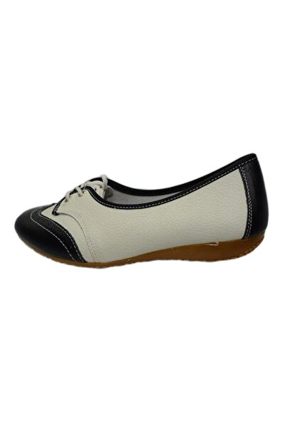 OEM Balerin trendy, nuanta de alb-negru, inchidere cu siret