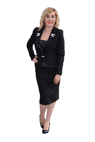 OEM Costum fashion de ocazie, culoare neagra, de toamna-iarna