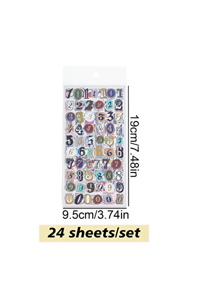 Choice3 24 sheets per set 30 Sheets Vintage Gold Foil Alphabet and Number Sti...